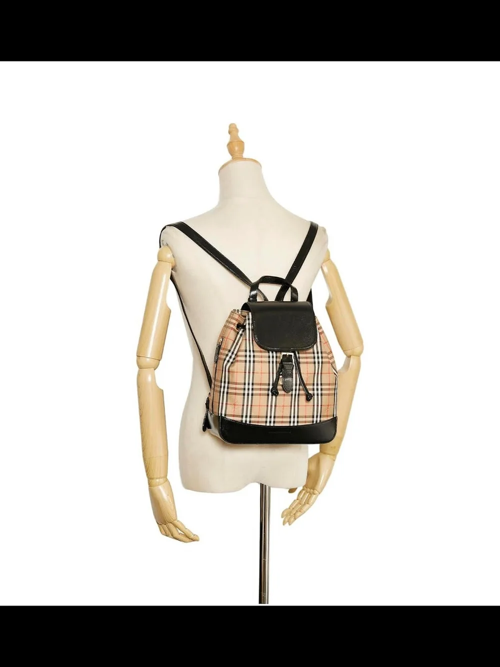 Burberry Vintage Haymarket Check Buckle Backpack Black/Beige